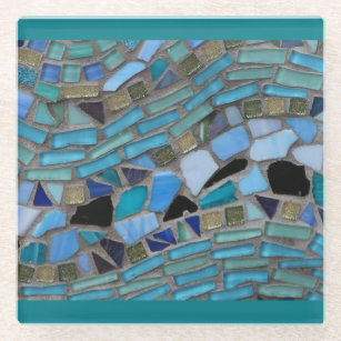 Dessous-de-verre En Verre Mosaïque de verre bleu mer Turquoise