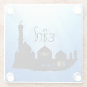 Dessous-de-verre En Verre Mosquée de l'Aïd Moubarak avec typographie (Dos)
