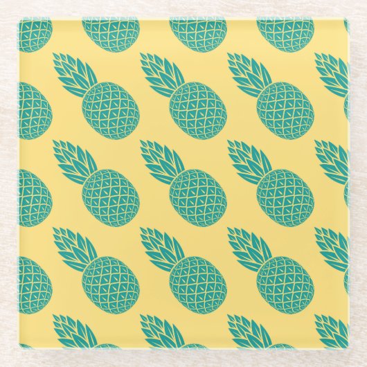 Dessous-de-verre En Verre Motif 2 d'ananas (Devant)