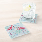 Dessous-de-verre En Verre Motif 2 de Flamant rose (Incliné)