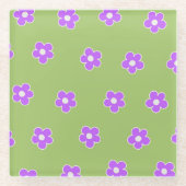 Dessous-de-verre En Verre Motif à fleurs vert violet rétro Y2K (Devant)