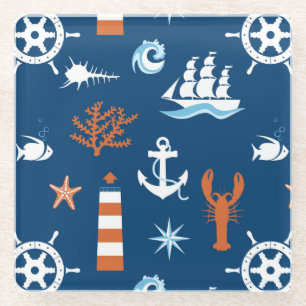 Dessous-de-verre En Verre Motif à thème marin 1