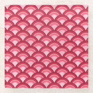 Dessous-de-verre En Verre Motif à vagues Art déco - rouge et fuchsia