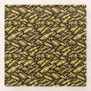 Dessous-de-verre En Verre Motif abstrait de feuille d'or