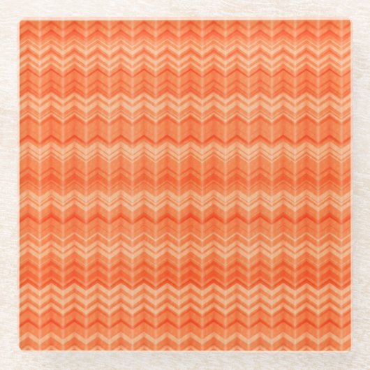 Dessous-de-verre En Verre Motif abstrait de textile de zigzag de rouge (Devant)