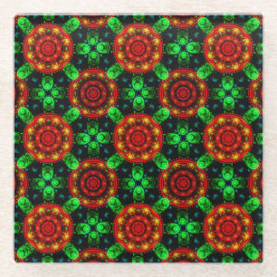 Dessous-de-verre En Verre Motif abstrait élégant boho moderne floral #504