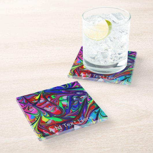Dessous-de-verre En Verre Motif Abstrait Rainbow Paint Swirl (Incliné)