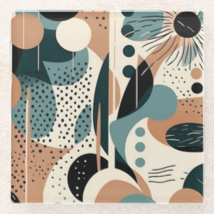 Dessous-de-verre En Verre Motif Abstrait sans fil minimal - géométrique (9)