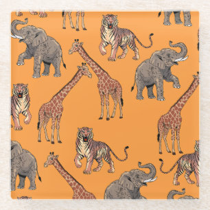 Dessous-de-verre En Verre Motif Animal Africain