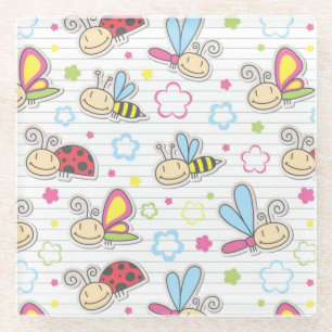 Dessous-de-verre En Verre motif avec des insectes