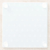 Dessous-de-verre En Verre Motif avec les ancres blanches sur le bleu (Dos)