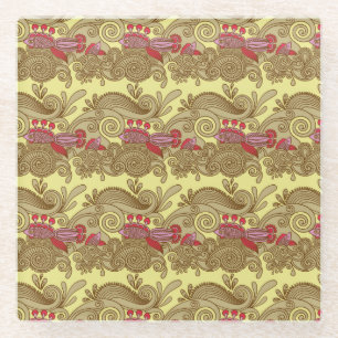 Dessous-de-verre En Verre Motif avec les poissons et la vague