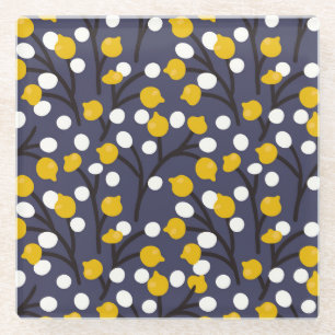 Dessous-de-verre En Verre motif botanique vintage floral délicat.