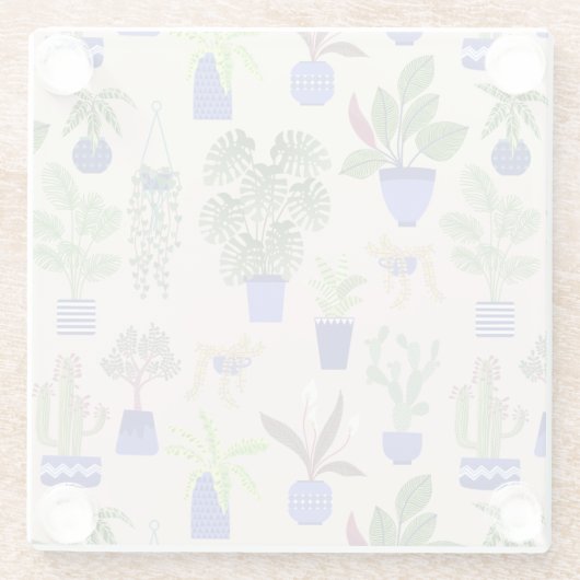 Dessous-de-verre En Verre Motif Cactus rose (Dos)