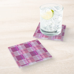 Dessous-de-verre En Verre Motif carreaux magenta Bold Berry esthétique
