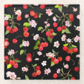 Dessous-de-verre En Verre Motif cerise 2 (Devant)