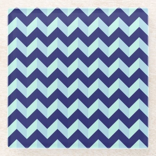 Dessous-de-verre En Verre Motif Chevron Bleu (Devant)