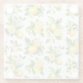 Dessous-de-verre En Verre Motif citron, Fleurs de citron, Feuilles, Citrus (Dos)