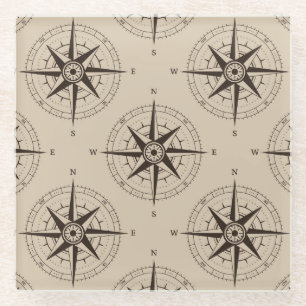 Dessous-de-verre En Verre Motif Compass de navigation