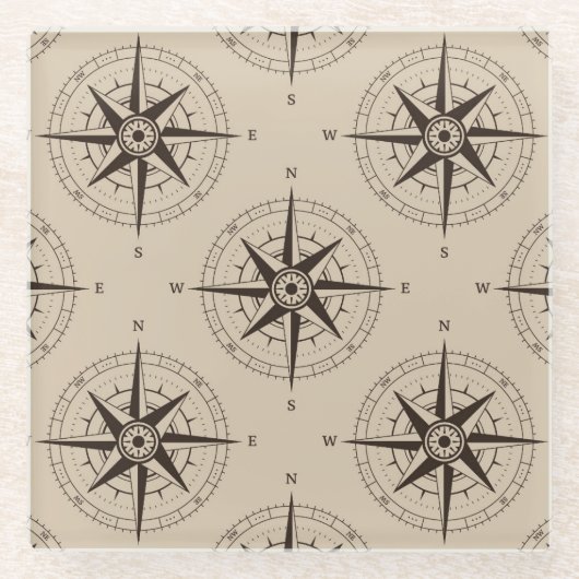 Dessous-de-verre En Verre Motif Compass de navigation (Devant)
