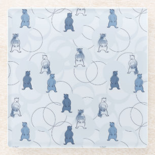 Dessous-de-verre En Verre motif comportant un ours gris