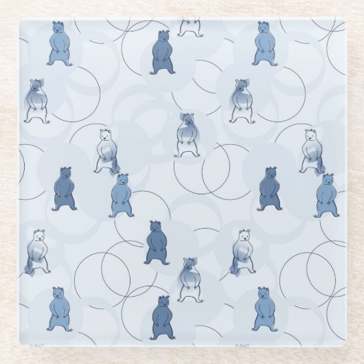 Dessous-de-verre En Verre motif comportant un ours gris (Devant)