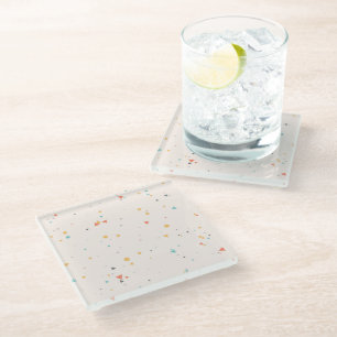 Dessous-de-verre En Verre Motif Confetti Dots & Triangle
