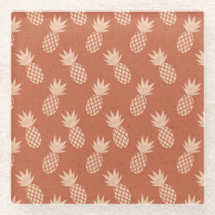 Dessous-de-verre En Verre Motif d'ananas tropique Terracotta & Peach