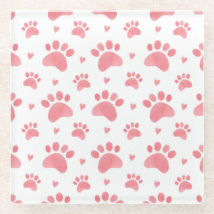 Dessous-de-verre En Verre Motif d'aquarelle Cat Paws