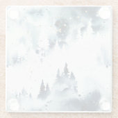 Dessous-de-verre En Verre Motif d'aquarelle de la forêt bleue de minuit (Dos)