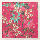 Dessous-de-verre En Verre Motif d'art batik indonésien (Devant)