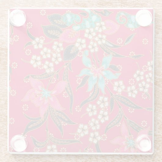 Dessous-de-verre En Verre Motif d'art batik indonésien (Dos)