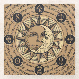 Dessous-de-verre En Verre Motif d'astrologie cool avec Soleil et Lune