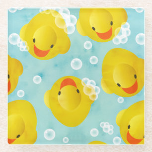 Dessous-de-verre En Verre Motif de bain canards en caoutchouc