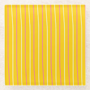 Dessous-de-verre En Verre Motif de bande verticale jaune