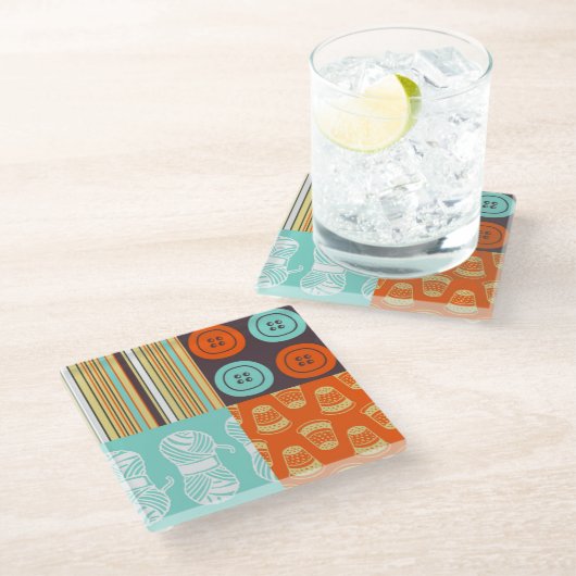 Dessous-de-verre En Verre motif de Bruit-art - cousant (Incliné)