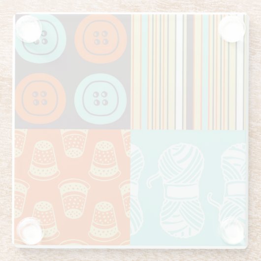 Dessous-de-verre En Verre motif de Bruit-art - cousant (Dos)