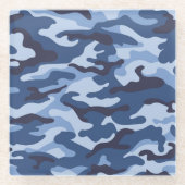 Dessous-de-verre En Verre Motif de camouflage bleu foncé (Devant)