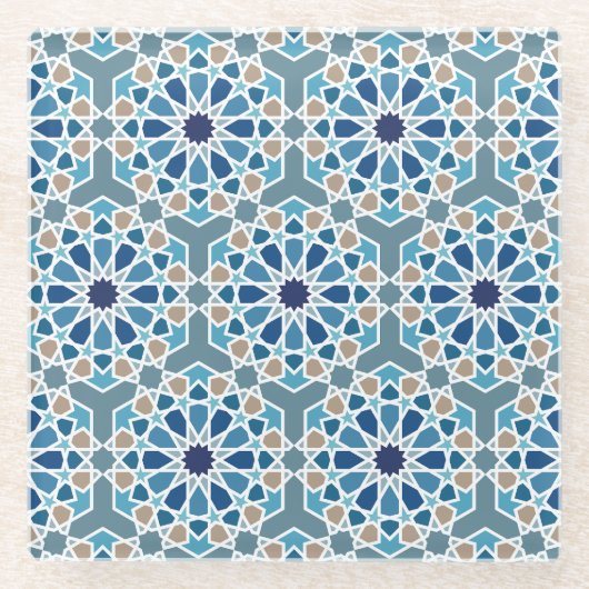 Dessous-de-verre En Verre Motif de carreaux marocains (Devant)
