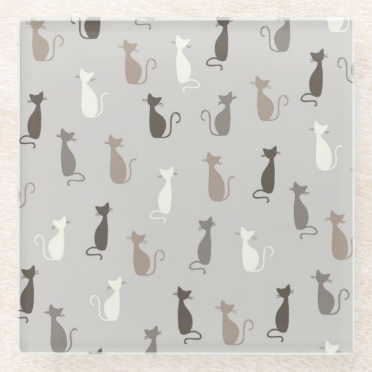 Dessous-de-verre En Verre Motif de chats (Devant)