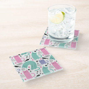 Dessous-de-verre En Verre Motif de chats mignons