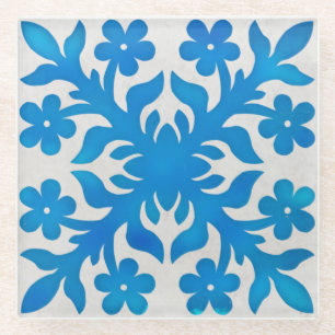 Dessous-de-verre En Verre motif de courtepointe hawaïen à carreaux vintage