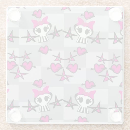 Dessous-de-verre En Verre Motif de crânes d'Emo (Dos)