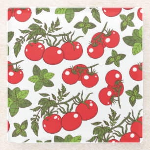 Dessous-de-verre En Verre Motif de cuisine sans couture Tomato Basil