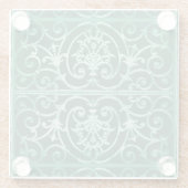 Dessous-de-verre En Verre Motif de défilement vert Sage (Dos)