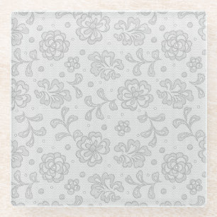 Dessous-de-verre En Verre Motif de dentelle, cru 1 de fleur