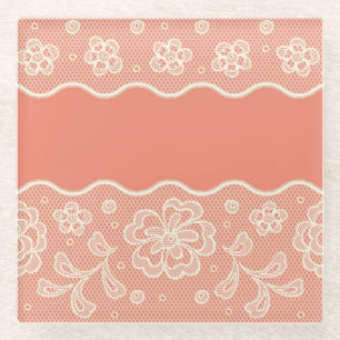Dessous-de-verre En Verre Motif de dentelle, cru 4 de fleur