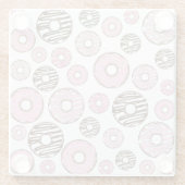 Dessous-de-verre En Verre Motif De Donuts, Donuts Roses, Donuts Blancs (Dos)
