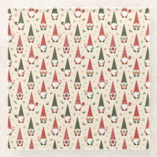 Dessous-de-verre En Verre Motif de fête de gnome de Noël