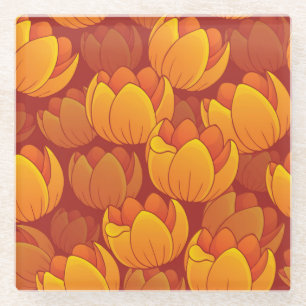 Dessous-de-verre En Verre Motif de fleur d'or